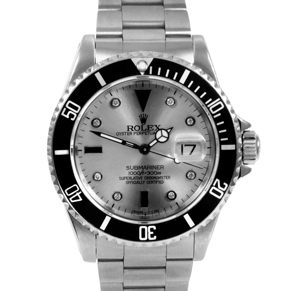 Rolex 41mm Men's 16610 Submariner Serti sapphire steel oyster