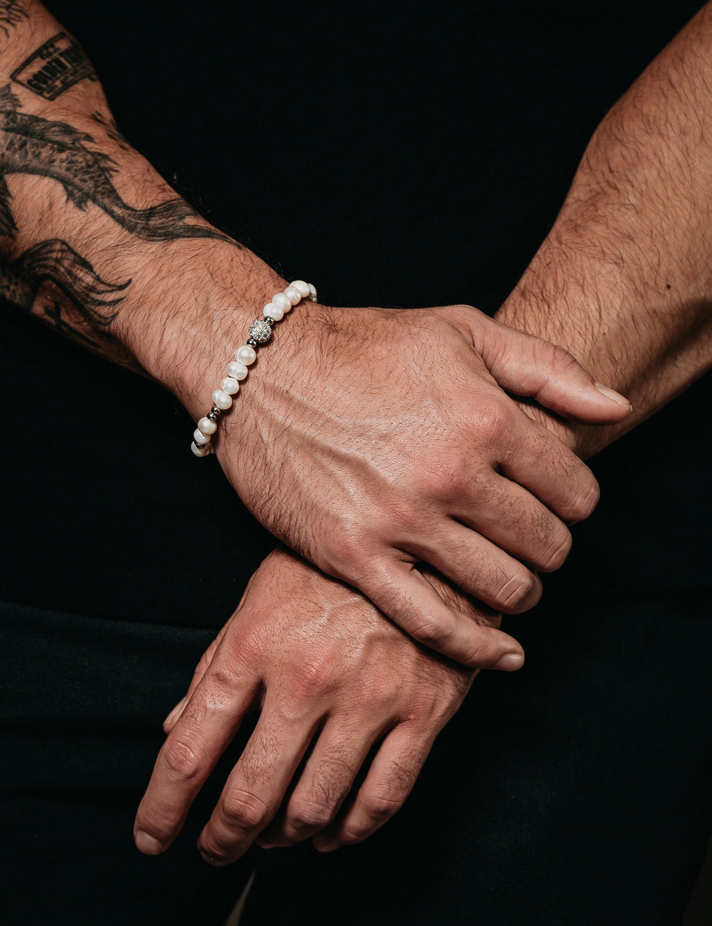 Iced Beaded Pearl Bracelet (Silver)